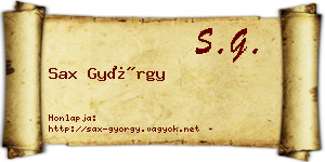 Sax György névjegykártya